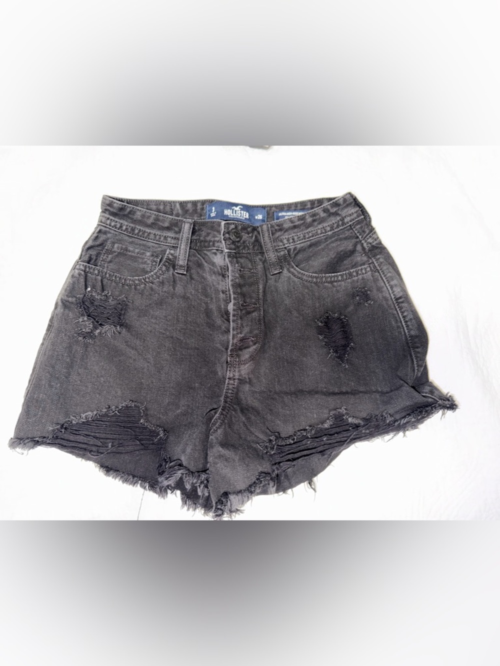 Hollister Black Distressed Denim Shorts